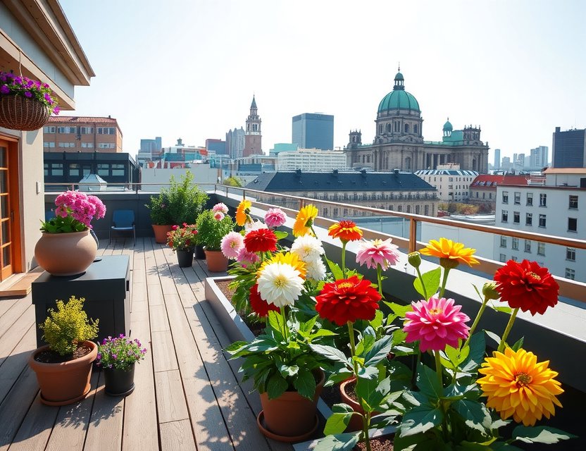 Maria's rooftop dahlia garden in Berlin